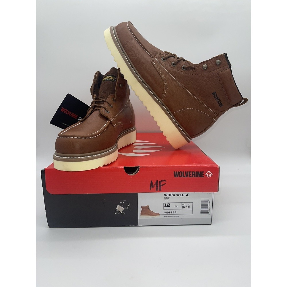 Wolverine Work Wedge Brown W08288 6" Soft Toe Safety Boot 12 EW